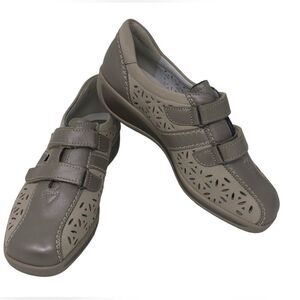 ARA 7 Oxford Leather Greige Silver Beige Strappy Walking Workwear Comfort Shoe